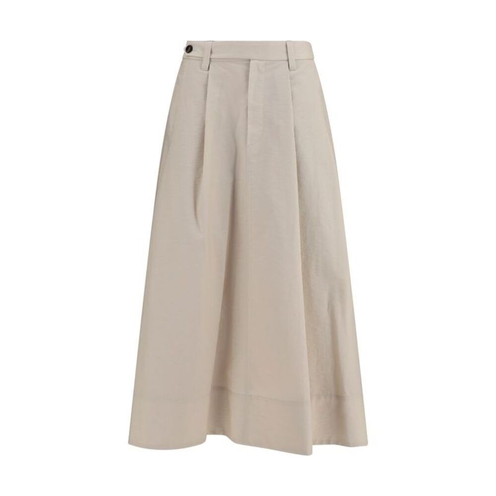 Brunello Cucinelli Beige Cotton Midi Women's Skirt